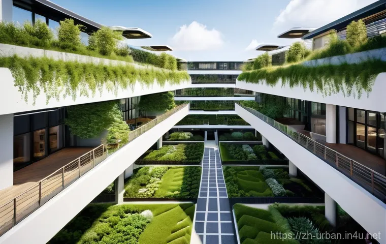 고밀도 도시 개발 전략 - Image Prompt 1: "Green Vertical Living in a Smart City"**