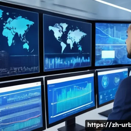 도시정책 평가 방법 - A modern urban smart city control room scene showing a diverse team of professionals analyzing multi...