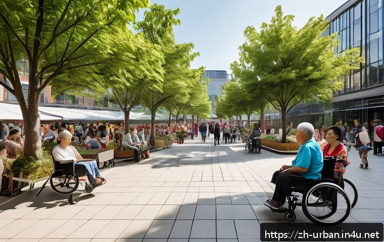 도시공간의 사회적 가치 - A vibrant urban community festival scene showcasing multicultural integration in a modern city plaza...